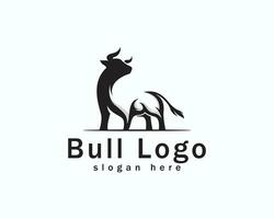 toro logo creativo negro vector diseño fuerte