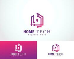 hogar tecnología logo creativo conectar red diseño concepto hogar seguridad tecnología vector