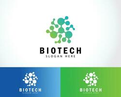 bio tech molecule logo design for DNA medical services vector