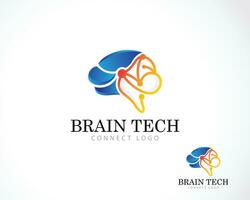 cerebro tecnología logo creativo inteligente tecnología digital conectar educación logo vector