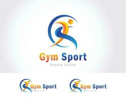 gym sport logo creative abstract people active yoga athletic run design concept vector