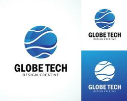 globo tecnología logo creativo mundo digital conectar diseño concepto color degradado vector