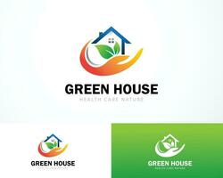 green house logo creative care nature medical health care logo creative design concept home vector