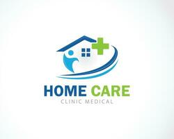 hogar cuidado logo creativo médico clínica diseño gráfico concepto creativo vector