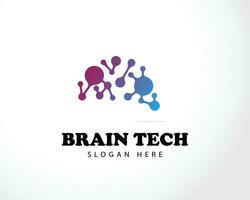 brain tech logo creative connect smart molecule lab design concept vector