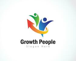 growth people logo smart education team friendship arrow design icon vector
