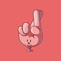 Cool Hand character with fingers crossed vector illustration. Luck, motivation design concept.