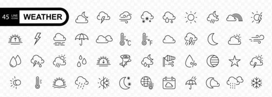 Weather outline stroke icons collection. Simple vector illustration.