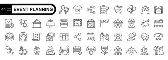 Event planning  outline stroke icon set .Vector illustration vector