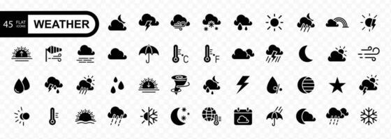 Weather flat icons collection. Simple vector illustration.