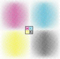 set of cmyk halftone dots vector illustration for design extra effect  grunge dot effect