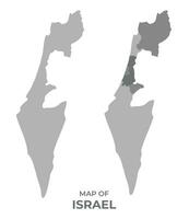 Greyscale vector map of Israel with regions and simple flat illustration