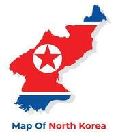 Vector map of North Korea with national flag