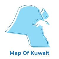 Kuwait sencillo contorno mapa vector ilustración