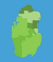 Qatar vector map in greenscale with regions