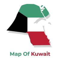 vector mapa de Kuwait con nacional bandera