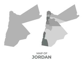 Greyscale vector map of Jordan with regions and simple flat illustration