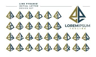 Set of geometric pyramid lowercase letter E EE logo design vector