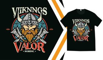 Viking T-Shirt Design, Custom vikings t-shirt Graphics, Viking Warriors tshirt, apparel custom design print mockup. vector