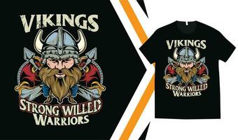 Viking T-Shirt Design, Custom vikings t-shirt Graphics, Viking Warriors tshirt, apparel custom design print mockup. vector