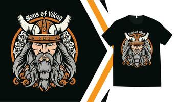 Viking T-Shirt Design, Custom vikings t-shirt Graphics, Viking Warriors tshirt, apparel custom design print mockup. vector