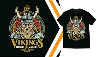 Viking T-Shirt Design, Custom vikings t-shirt Graphics, Viking Warriors tshirt, apparel custom design print mockup. vector