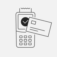 Contactless payment credit card. NFC or POS terminal. Vector illustration isolated on white background