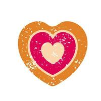 Christmas Cookie heart shape icon. Sweet cake with jam. Vector