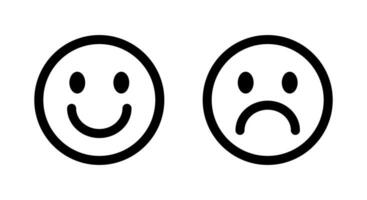 Happy and sad icon vector. Smile and unhappy face symbol vector