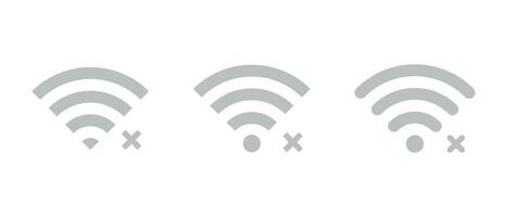 Disconnect wifi icon set. Lost wireless connection symbol vector in flat style. Offline sign