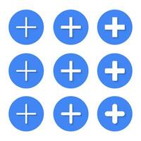 Add, plus icon set collection with shadow. Social media elements vector