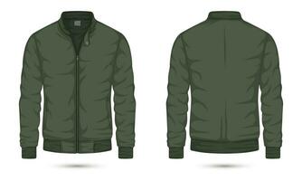 Men's zipper jacket mockup front and back view vector