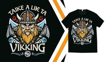 Viking T-Shirt Design, Custom vikings t-shirt Graphics, Viking Warriors tshirt, apparel custom design print mockup. vector