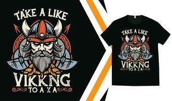 Viking T-Shirt Design, Custom vikings t-shirt Graphics, Viking Warriors tshirt, apparel custom design print mockup. vector