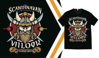 Viking T-Shirt Design, Custom vikings t-shirt Graphics, Viking Warriors tshirt, apparel custom design print mockup. vector