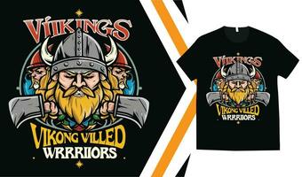 Viking T-Shirt Design, Custom vikings t-shirt Graphics, Viking Warriors tshirt, apparel custom design print mockup. vector