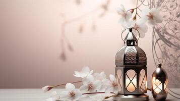 AI generated soft light Islamic background photo