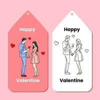 Happy Valentine's Day label with hand drawn illustration in flat design style vector