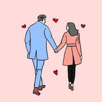 illustration of a couple who love each other, character illustration for Valentine's Day, flat design style vector