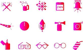 New Year Icon Collection Vector Set