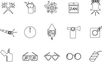 New Year Icon Collection Vector Set