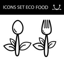 línea icono conjunto de sano alimento, vegano alimento. contiene tal íconos como lactosa, cuchara y tenedor, íconos colección vector