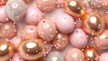 AI generated pastel pink and beige balloons with confetti background photo