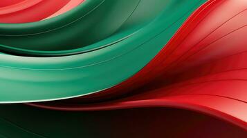 AI generated Abstract red and green wavy background photo