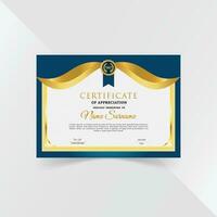 Professional and premium certificate template design with golden geometric shapes vector