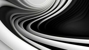 AI generated abstract wavy background in black and white colors photo