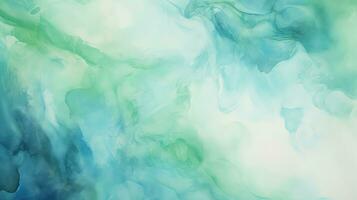 AI generated Abstract background with blue and green ink in water photo