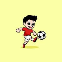 boy kicking the ball football soccer cartoon vector