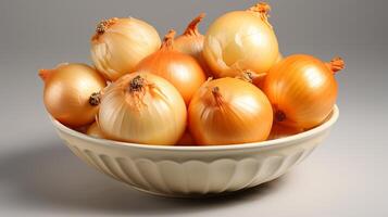 AI generated A bowl of Onion on white backgroun photo