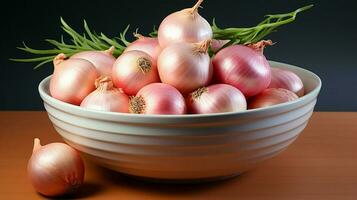 AI generated A bowl of Onion on white backgroun photo